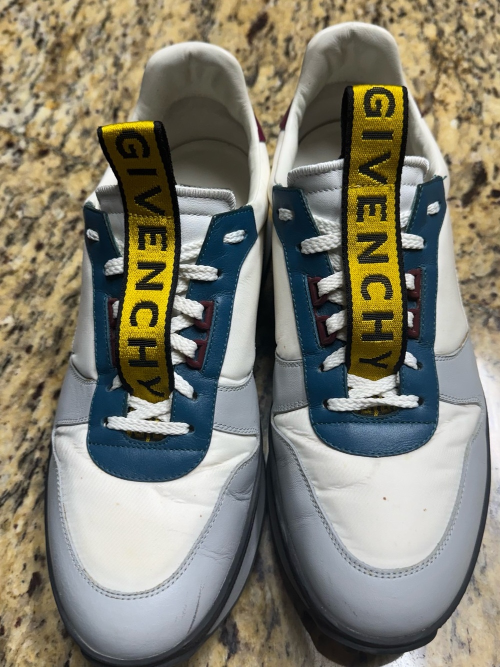 Givenchy White, Blue & Yellow Leather Low-Top Sneakers